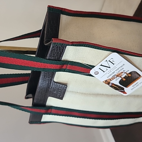 GUCCI 90S VINTAGE REVERSE SHERRY SHOPPER STYLE CREAM CANVAS/GG COATED CANVAS - Picture 6 of 17